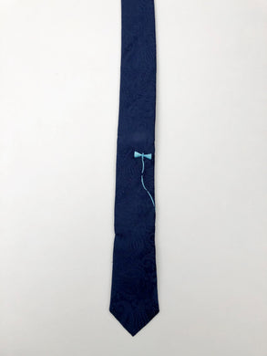 Navy Blue Paisley Print Tie – Skinny